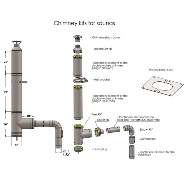 Dundalk Leisurecraft Chimney & Shields with Elbow for out the Back Wall (Huum Heater) BSB219