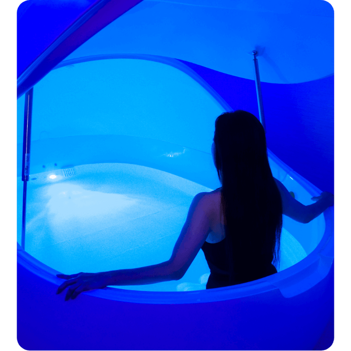 A woman in the float tank