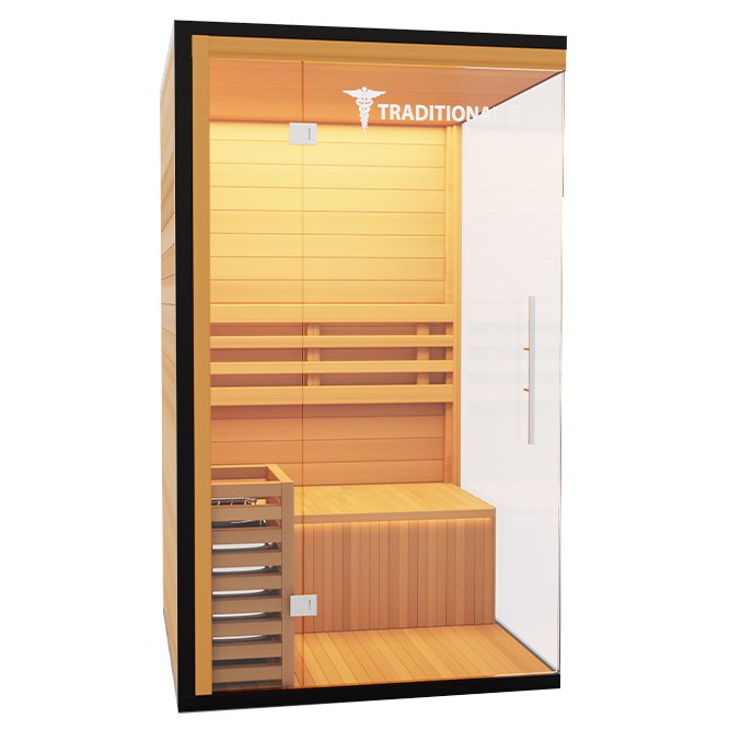 Medical Sauna Traditional 5 Personal Sauna with Lights on